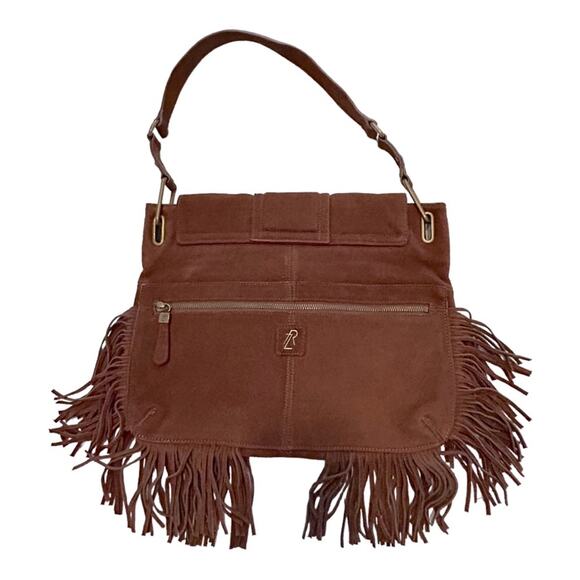 Rachel Zoe Fringe Brown Chocolate Western Boho Suede Shoulder Bag - Picture 2 of 13